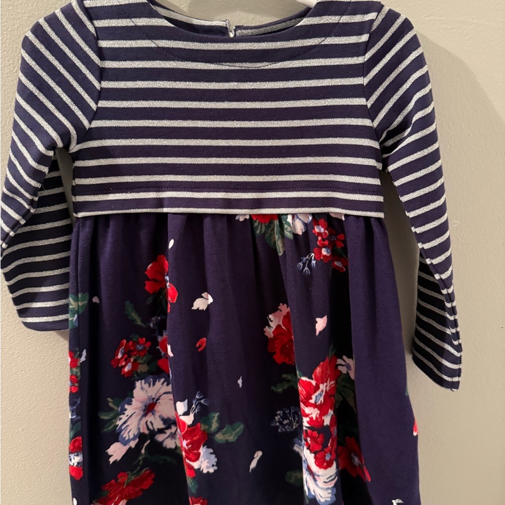 Joules Purple and Silver Striped Dress